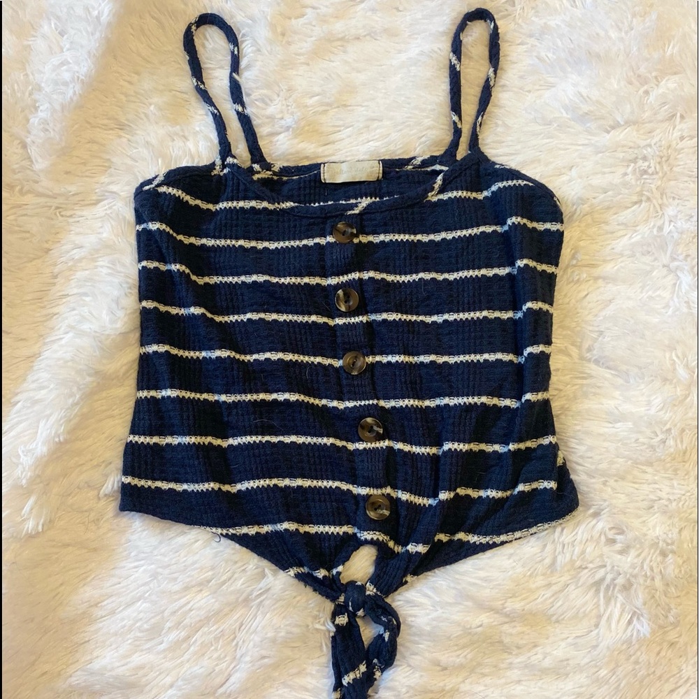 Altar’d State Navy Blue Striped Tank Top